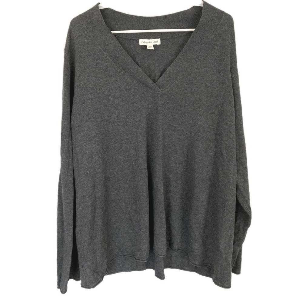 Coldwater Creek Sweater Womens 2X 20-22W Wool Blend Crossover Vneck Pullover NWT